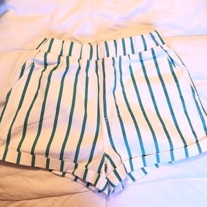 Striped jean shorts